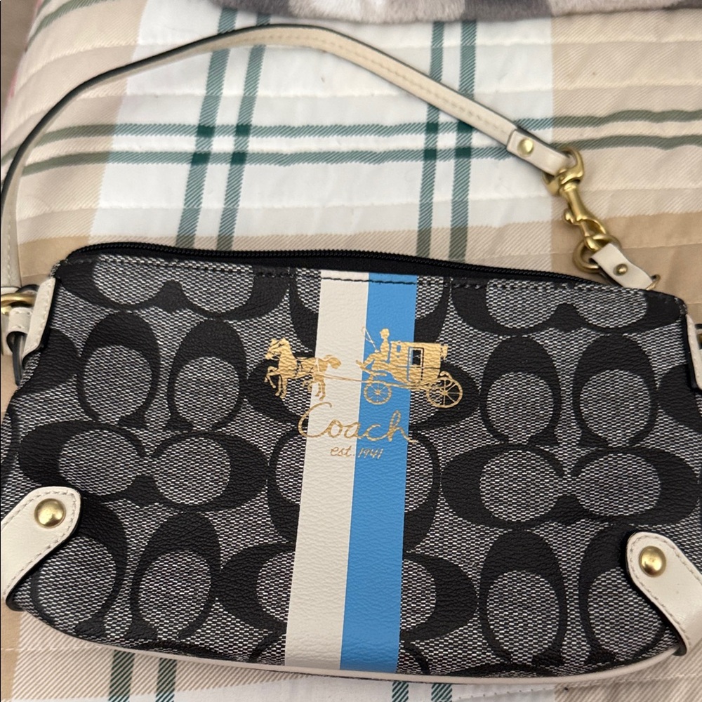 Coach Black and Blue Signature Clutch